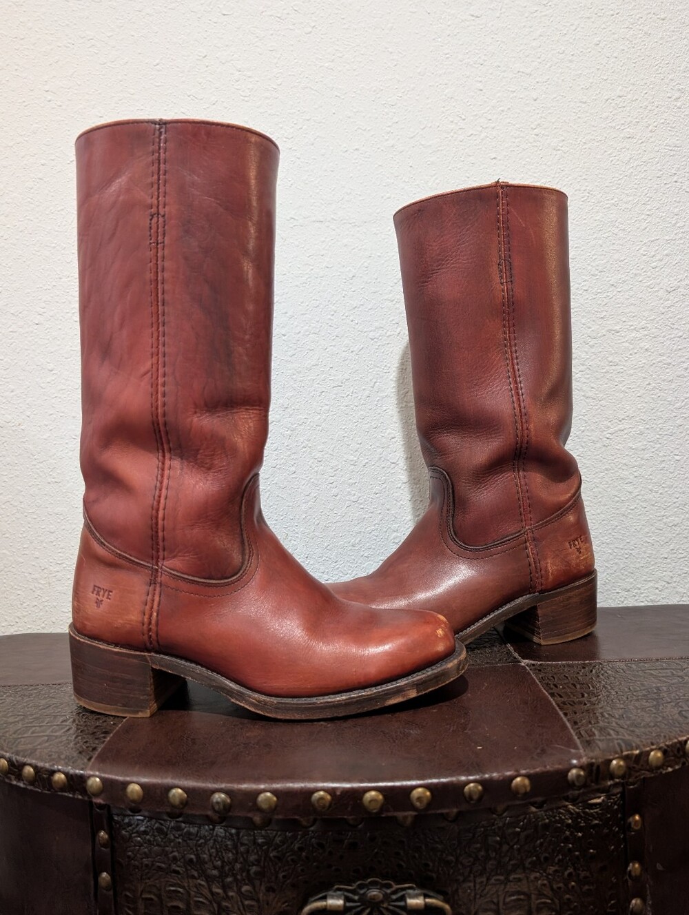 Vintage FRYE Campus Tall Leather Boots Brown Size 8 D Made in USA - Picture 13 of 16